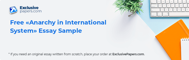 Free «Anarchy in International System» Essay Sample
