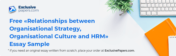 Free «Relationships between Organisational Strategy, Organisational Culture and HRM» Essay Sample