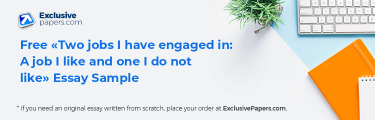 Free «Two jobs I have engaged in: A job I like and one I do not like» Essay Sample